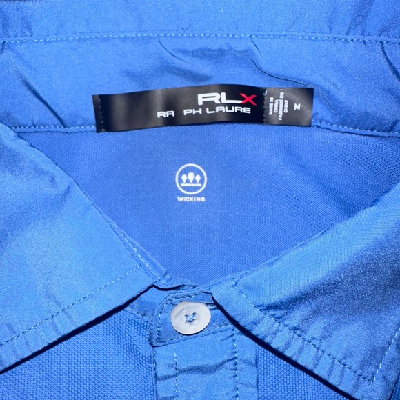 NWOT RLX Ralph Lauren Logo Mens Lite Blue Wicking UPF 40+ Polo Shirt - Picture 2 of 5